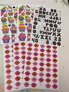 Colorful Lip & Cupcake Home Design Stickers - Pink, Red, Purple